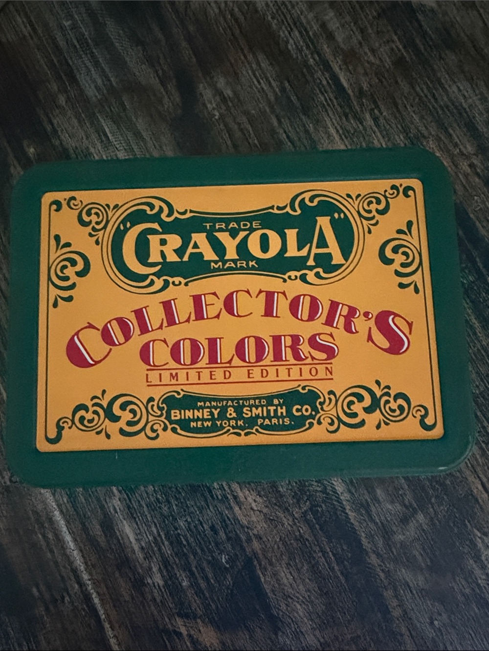 Crayola Collector's Colors Tin - Yellow, Accents. Rare find. Nostalgic.